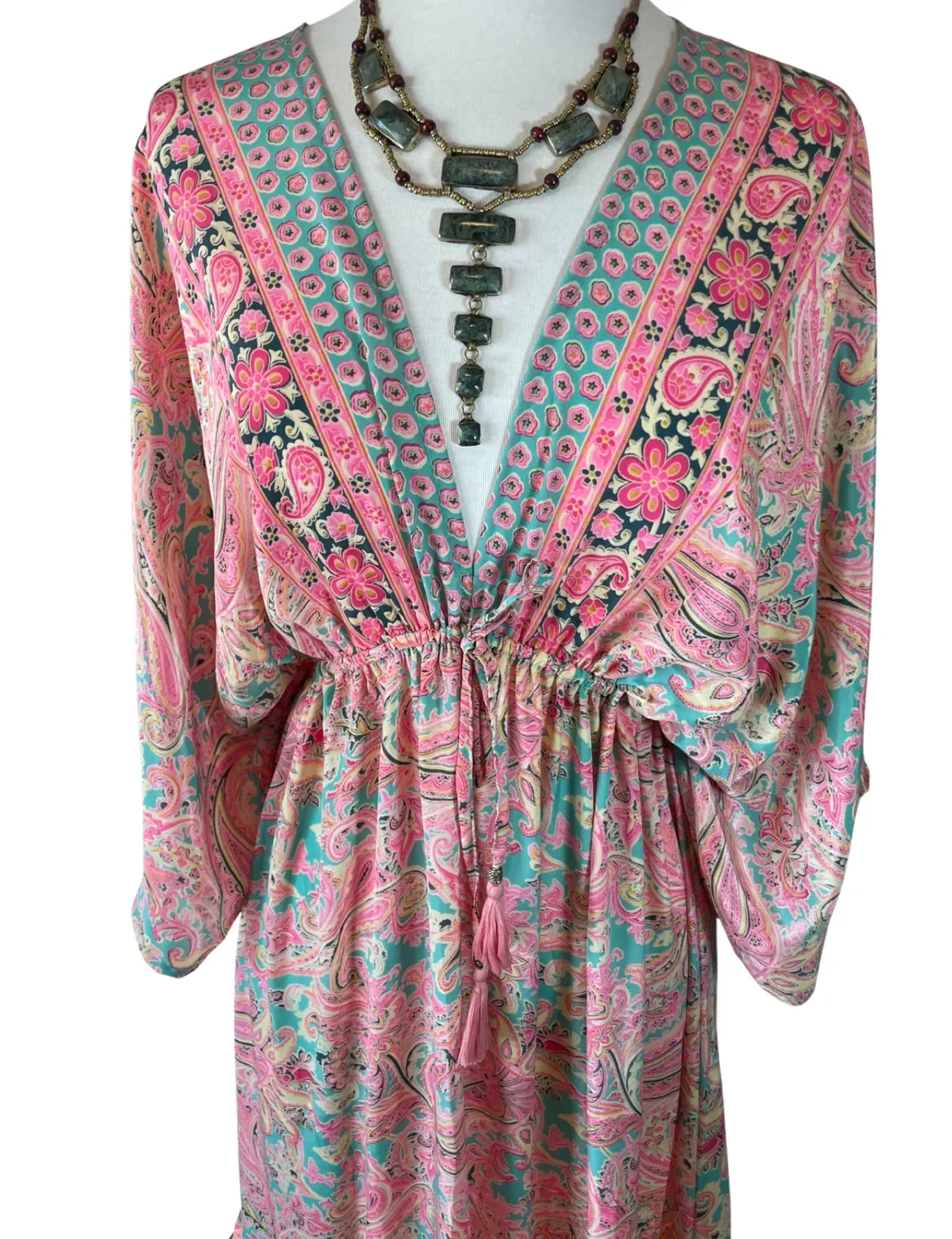 Double V-Neck Boho Maxi dress (pastel)