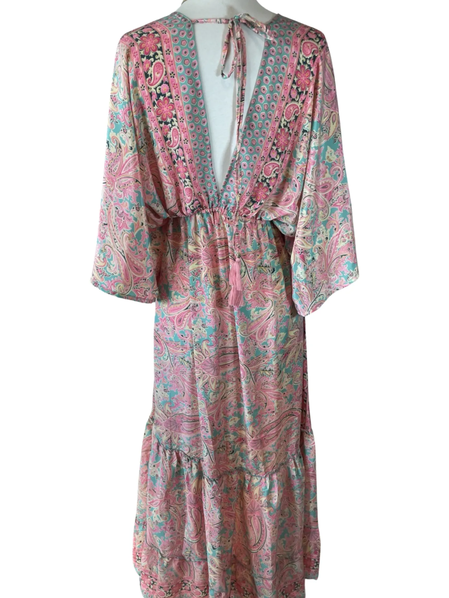 Double V-Neck Boho Maxi dress (pastel)