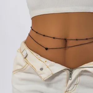 Gothic Black Double Layer Waist Chain
