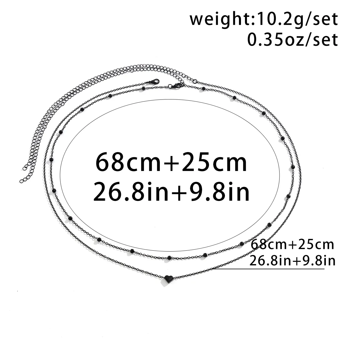 Gothic Black Double Layer Waist Chain
