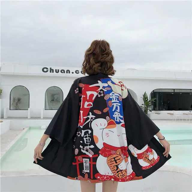 Haori Jacket - Black Anime Print
