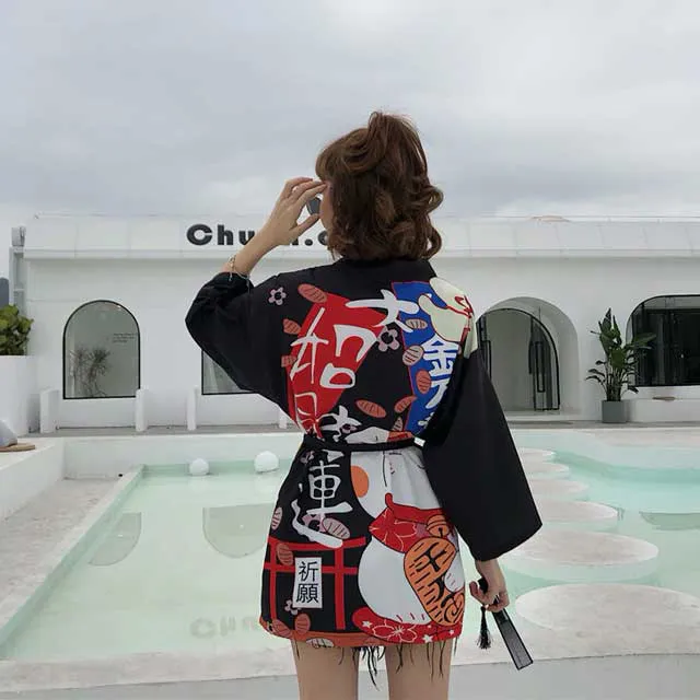 Haori Jacket - Black Anime Print