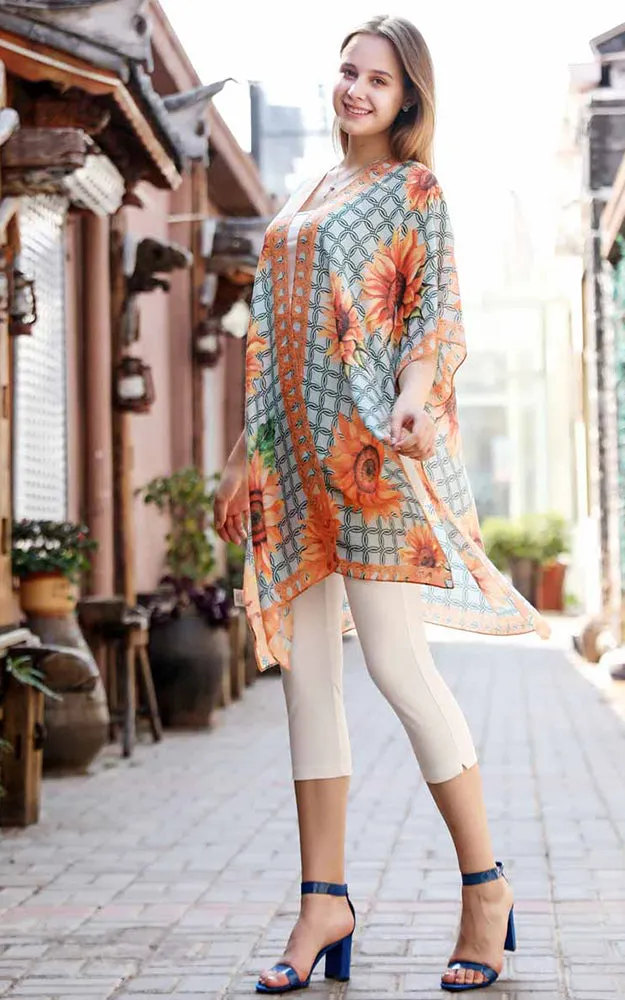JC081178 Sunflowers Printed Cotton Kimono
