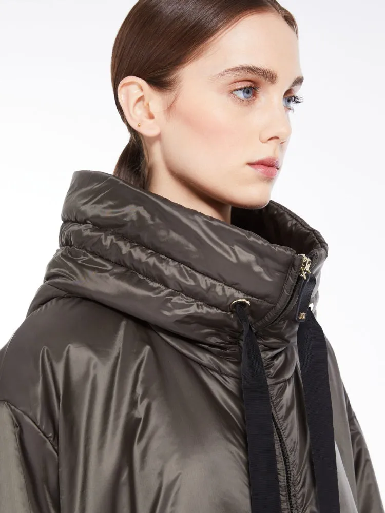 kaki long water-repellent parka