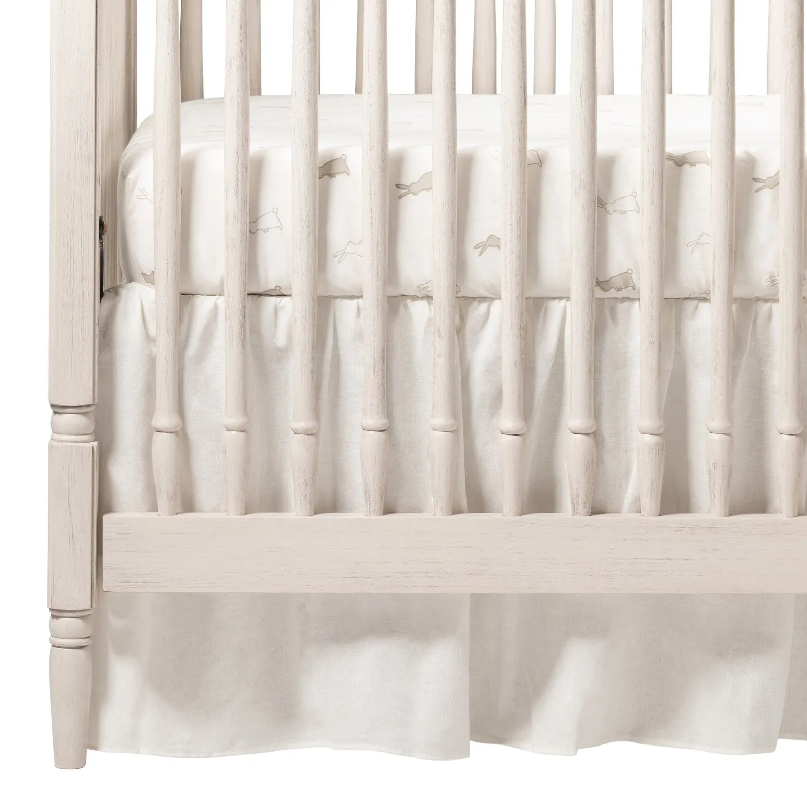Liz & Roo Light Ivory Linen Gathered Crib Skirt 16" Drop