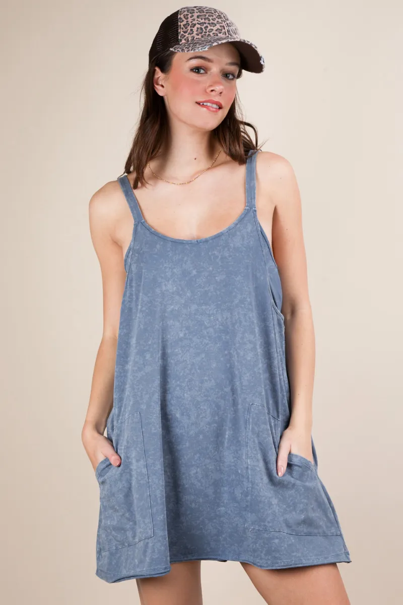 Mineral Washed Romper Dress