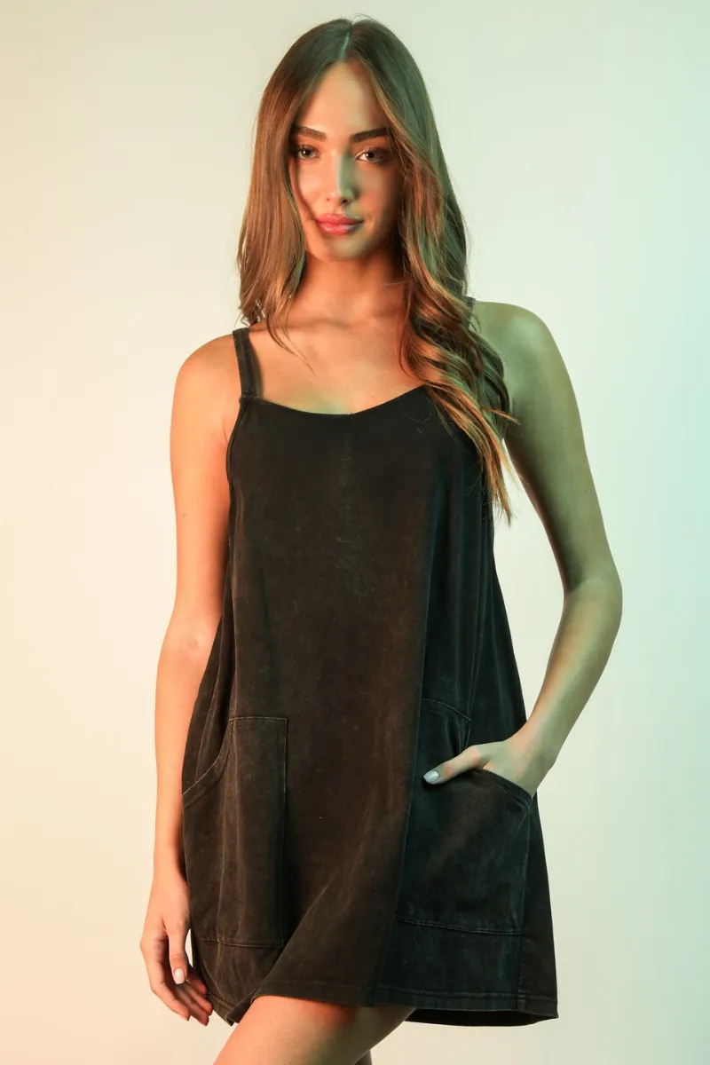 Mineral Washed Romper Dress