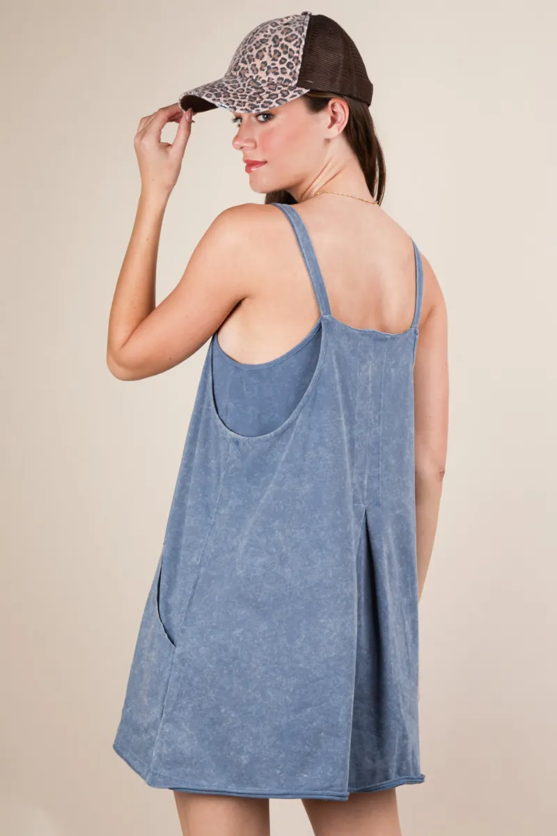 Mineral Washed Romper Dress