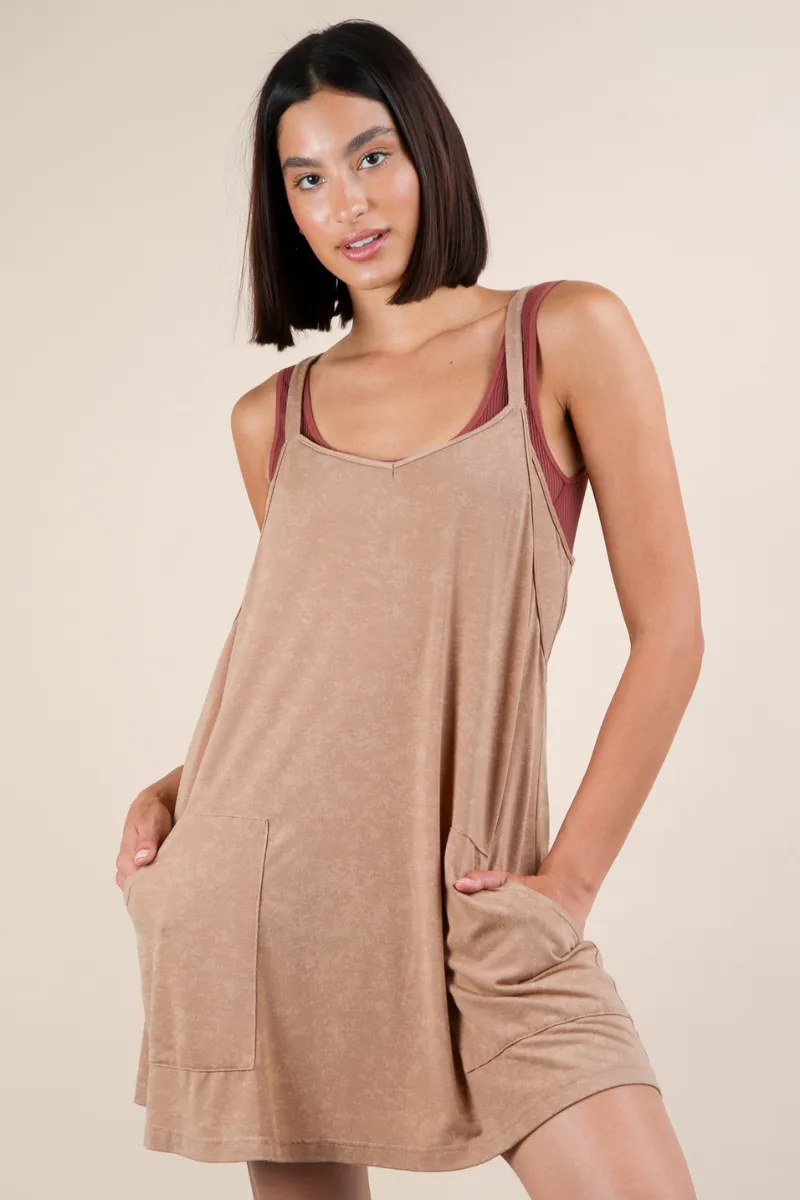Mineral Washed Romper Dress