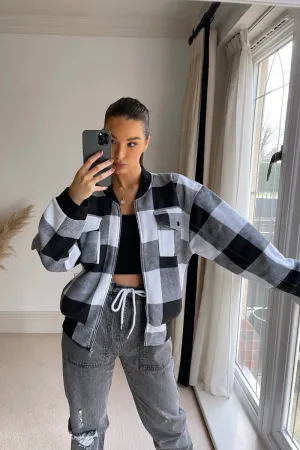 Riley Black and White Check Bomber Jacket