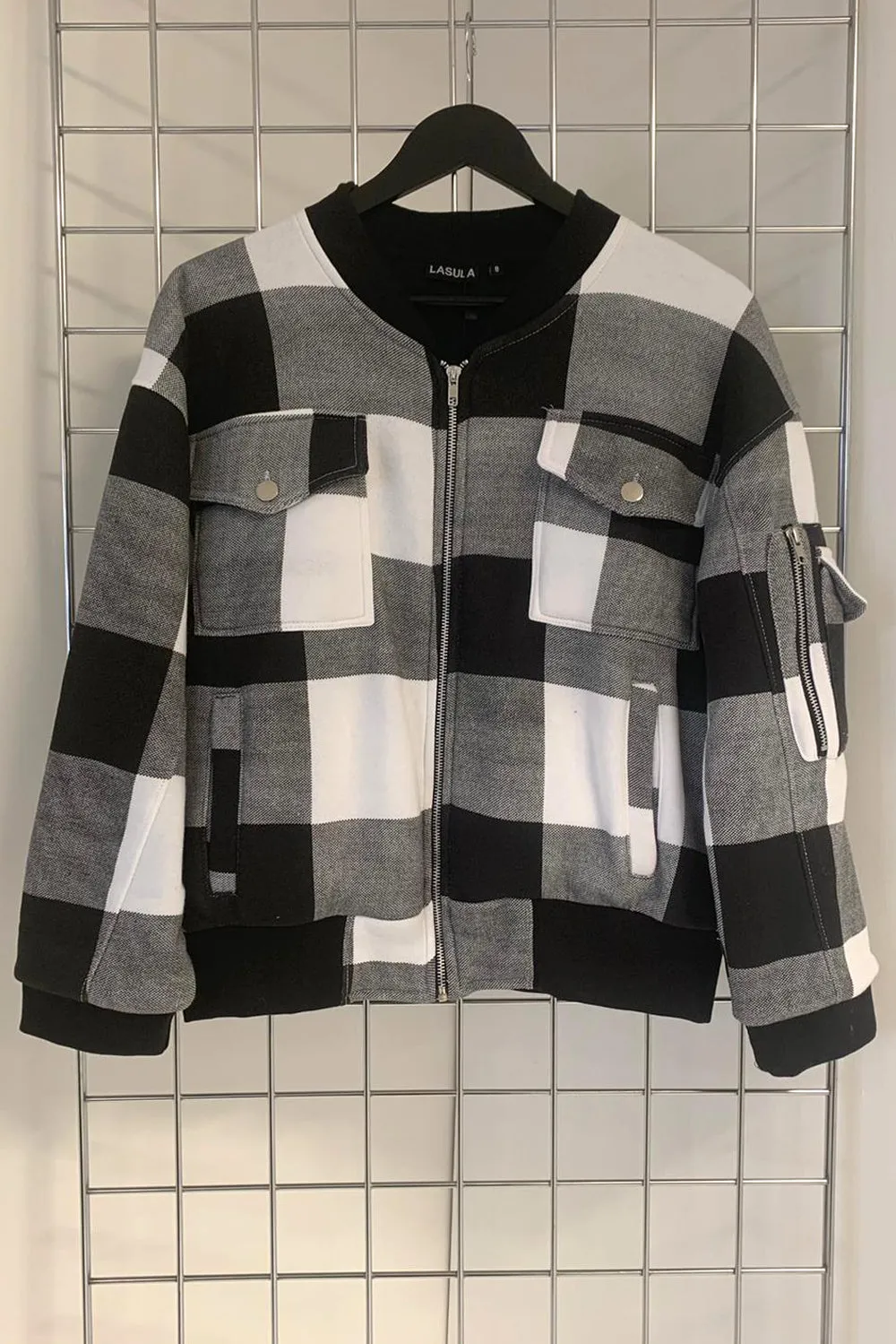 Riley Black and White Check Bomber Jacket
