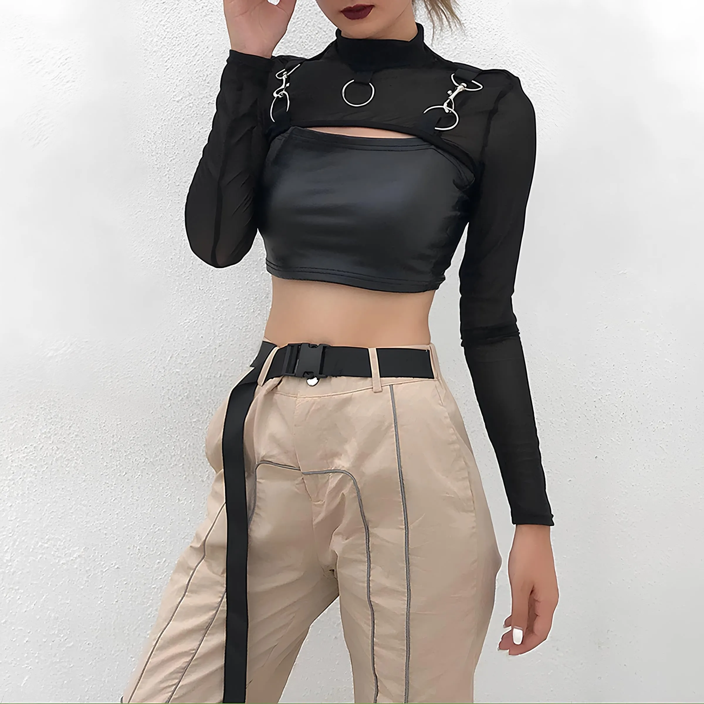 Sexy Gothic Mesh Crop Top