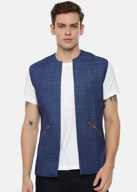 Short Open Linen Denim Jacket - MMSOJ003