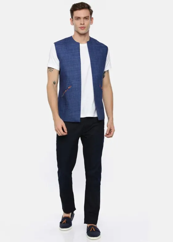 Short Open Linen Denim Jacket - MMSOJ003