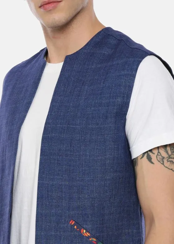 Short Open Linen Denim Jacket - MMSOJ003