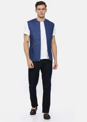 Short Open Linen Denim Jacket - MMSOJ003