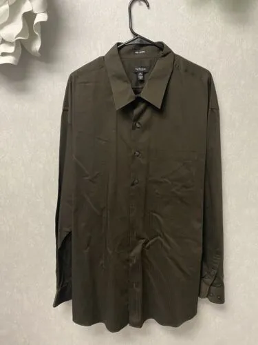 Van Heusen Wrinkle Free Men's Brown/BK Long Sleeve Dress Shirt Size 3XL