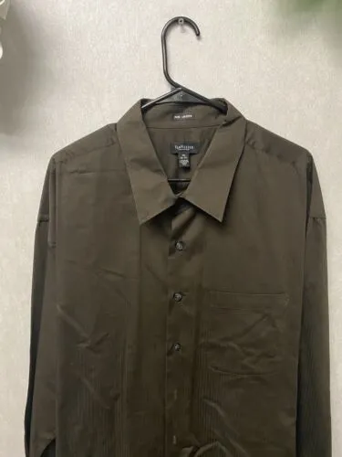 Van Heusen Wrinkle Free Men's Brown/BK Long Sleeve Dress Shirt Size 3XL