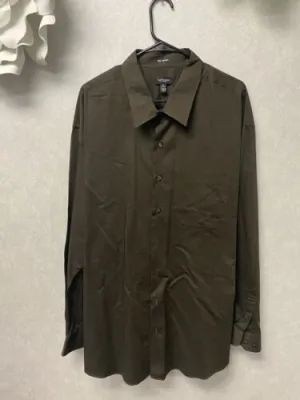 Van Heusen Wrinkle Free Men's Brown/BK Long Sleeve Dress Shirt Size 3XL