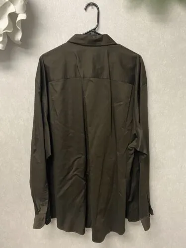 Van Heusen Wrinkle Free Men's Brown/BK Long Sleeve Dress Shirt Size 3XL