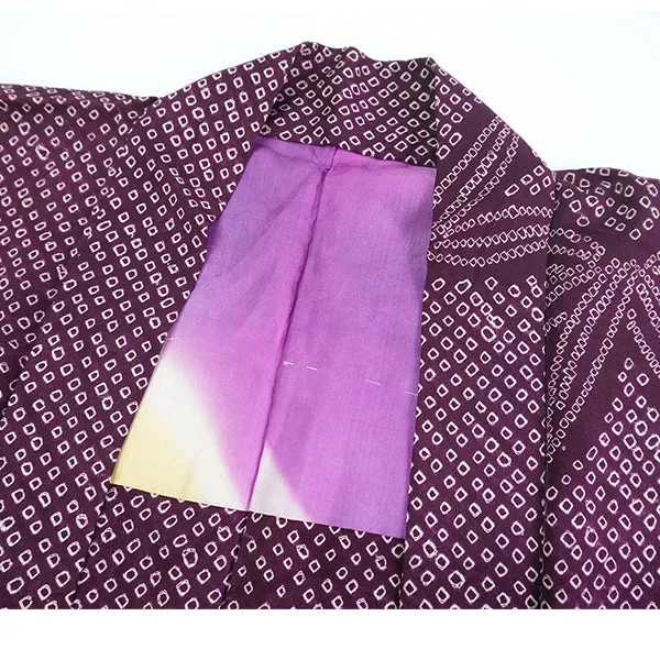Vintage Haori Kimono Jacket Silk, Deep Red-Purple base,  bamboom