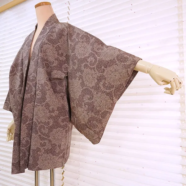 Vintage Haori Kimono Jacket Silk, Dusky Purple base, hrysanthemum