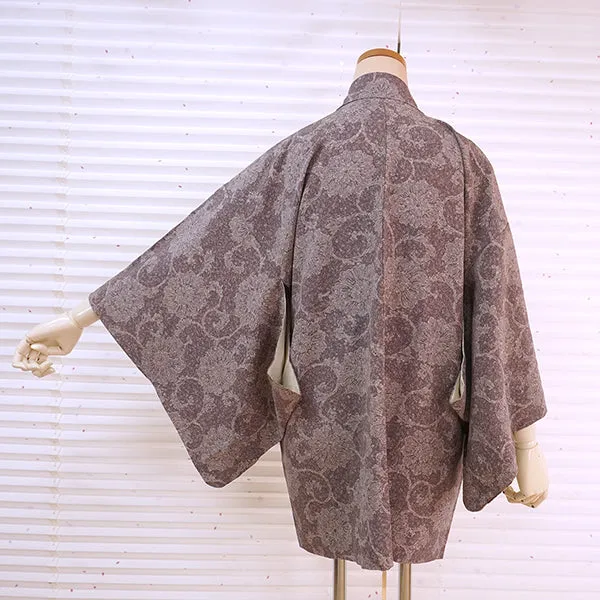 Vintage Haori Kimono Jacket Silk, Dusky Purple base, hrysanthemum