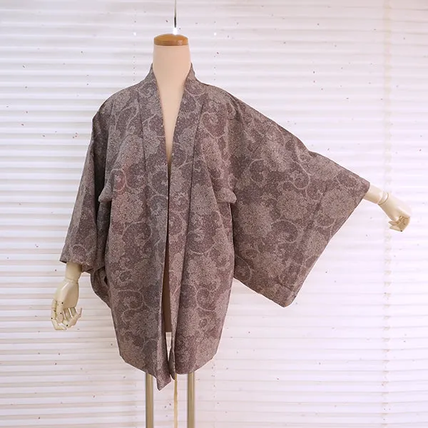 Vintage Haori Kimono Jacket Silk, Dusky Purple base, hrysanthemum