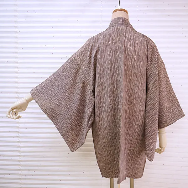 Vintage Haori Kimono Jacket Silk, Dusty Purple base, soft White Gradient Stripes
