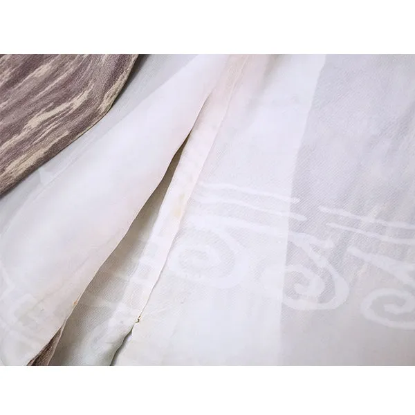 Vintage Haori Kimono Jacket Silk, Dusty Purple base, soft White Gradient Stripes