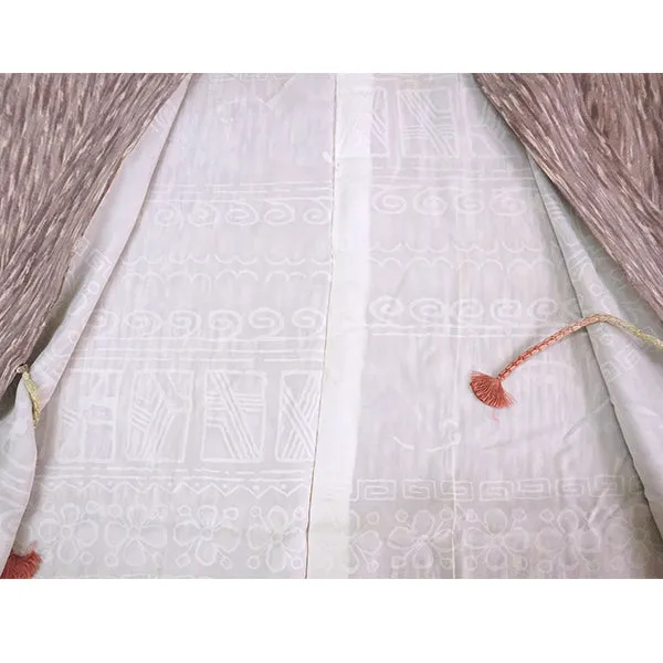 Vintage Haori Kimono Jacket Silk, Dusty Purple base, soft White Gradient Stripes