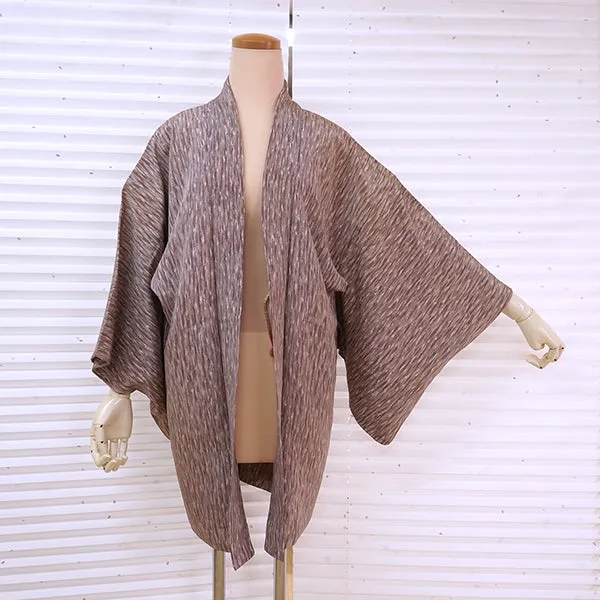 Vintage Haori Kimono Jacket Silk, Dusty Purple base, soft White Gradient Stripes