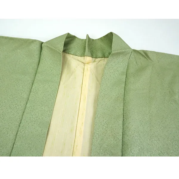 Vintage Haori Kimono Jacket Silk,Soft Green base, Delicate Floral Patterns