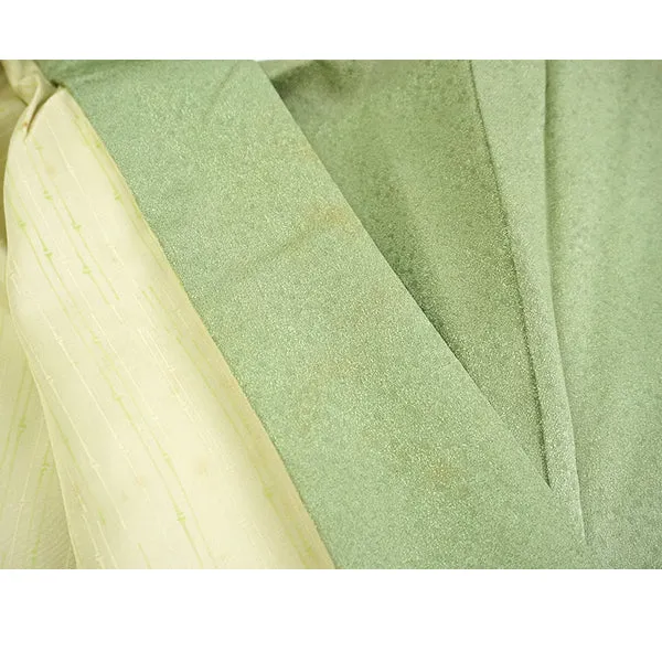 Vintage Haori Kimono Jacket Silk,Soft Green base, Delicate Floral Patterns