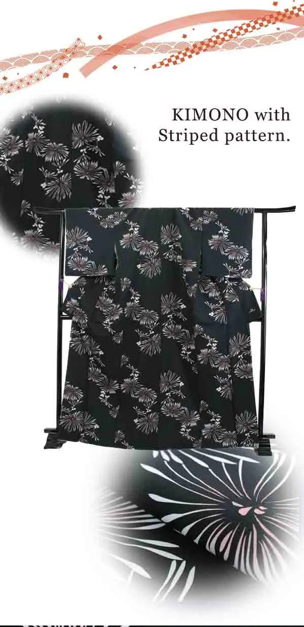 Washable pre-tailored Lined KIMONO【ONE-SIZE】(chrysanthemum pattern.)