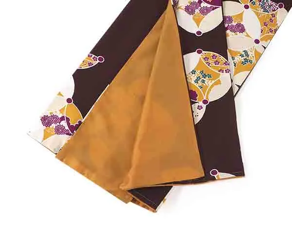 Washable pre-tailored Lined KIMONO【ONE-SIZE】(Chrysanthemums, bellflowers, and plums in cloisonne.)