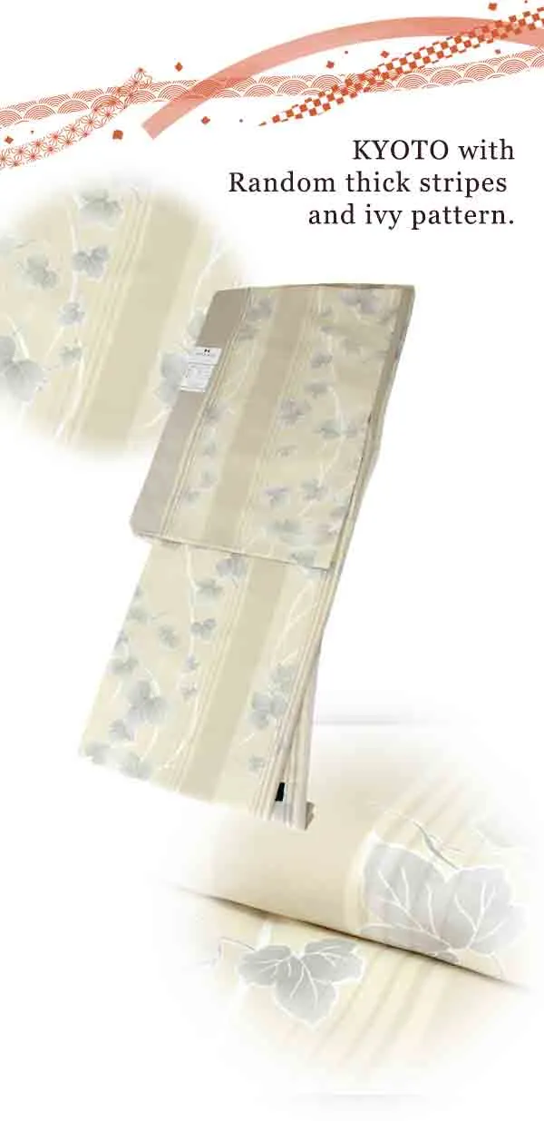 Washable pre-tailored Lined KIMONO【ONE-SIZE】(Random thick stripes and ivy pattern.)