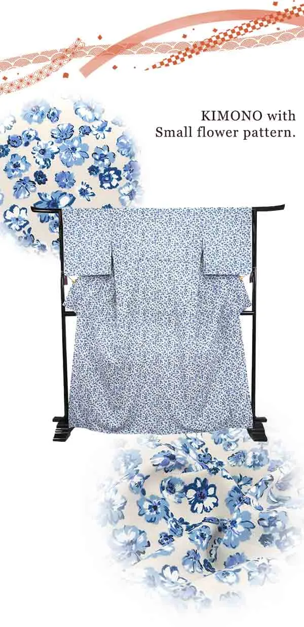 Washable pre-tailored Lined KIMONO【ONE-SIZE】(Small flower pattern.)