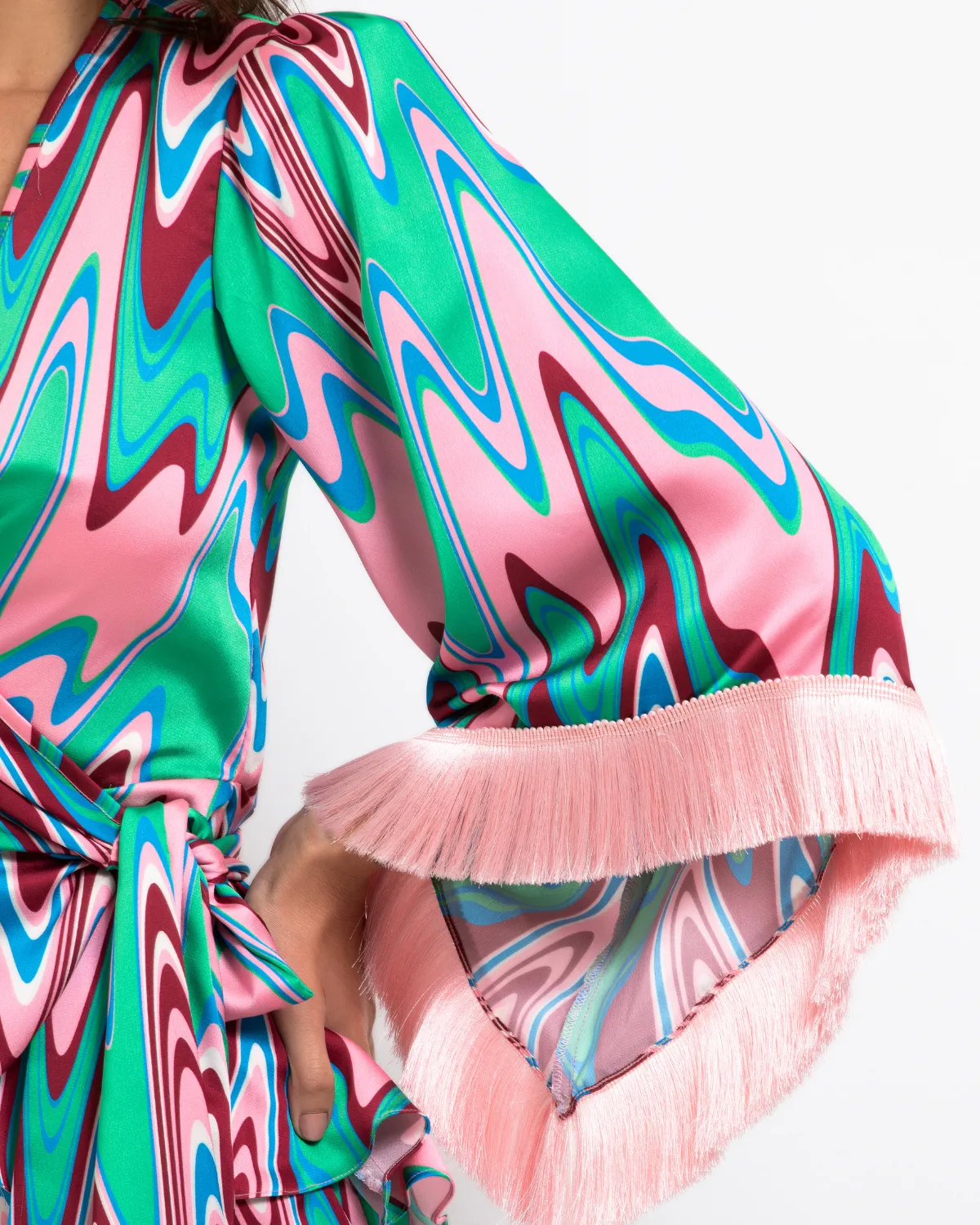 Wave Fringe Trim Wrap Top