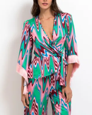 Wave Fringe Trim Wrap Top