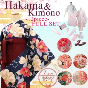 Woman's Kimono and Hakama -12piece- full Set